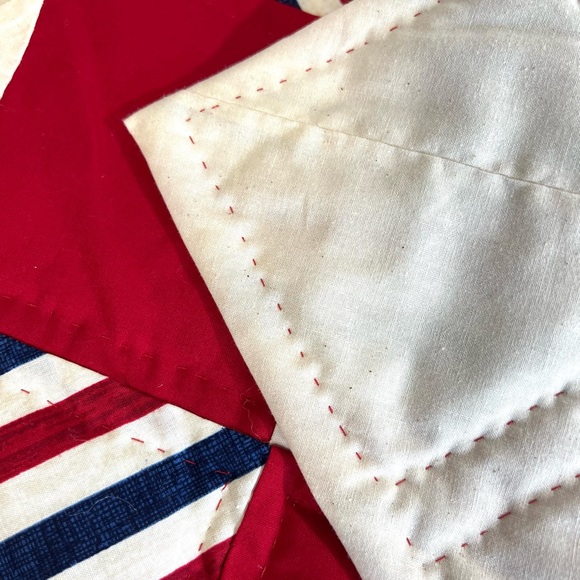 Handmade table runner quilted red white blue forth July country farmhouse - Picture 3 of 6